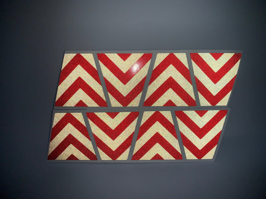 BLACKED OUT BLACK AND RED CHEVRON REFLECTIVE HELMET (TET) TETRAHEDRON 8 PACK