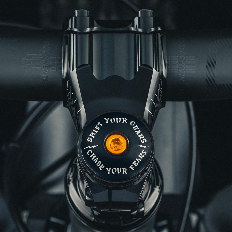 Load image into Gallery viewer, Chase Your Fears Go Fast Don't Die x Dispatch - Custom Bicycle Headset Cap
