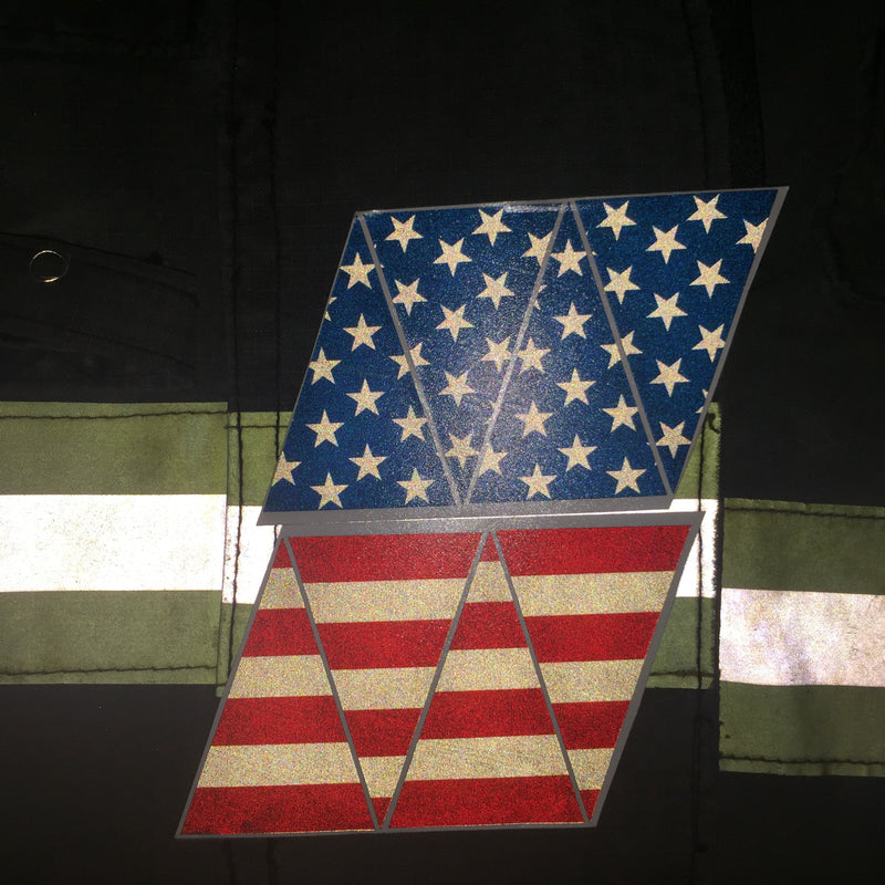 Load image into Gallery viewer, BLACKED OUT AMERICAN FLAG RED WHITE BLUE REFLECTIVE HELMET CREST
