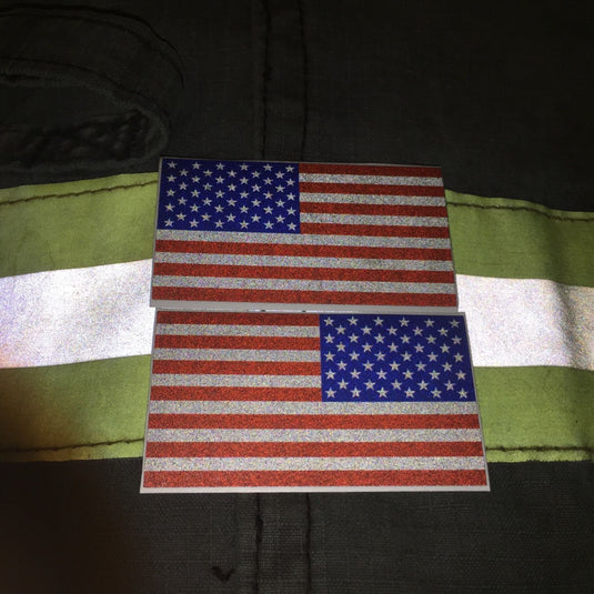 AMERICAN FLAGS SUBDUED RED WHITE BLUE REFLECTIVE HELMET DECAL