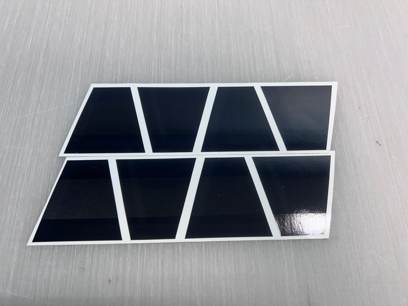 Load image into Gallery viewer, BLACKED OUT BLACK AND GREY TRIPLE STRIPE REFLECTIVE HELMET (TET) TETRAHEDRON 8 PACK
