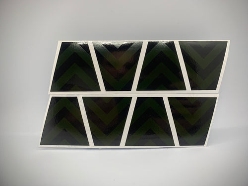 BLACKED OUT BLACK AND YELLOW CHEVRON REFLECTIVE HELMET (TET) TETRAHEDRON 8 PACK