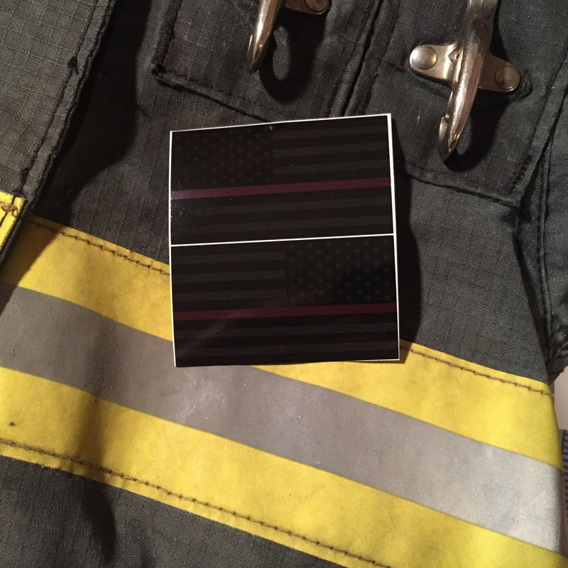 Load image into Gallery viewer, BLACKED OUT THIN RED LINE AMERICAN FLAGS REFLECTIVE HELMET DECAL
