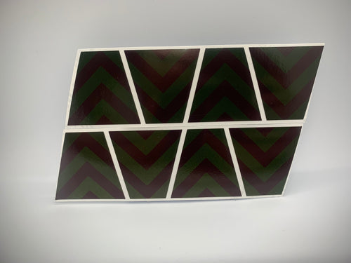 BLACKED OUT RED AND YELLOW CHEVRON REFLECTIVE HELMET (TET) TETRAHEDRON 8 PACK