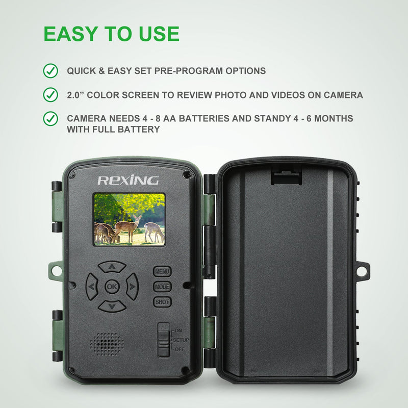 Load image into Gallery viewer, REXING H1 Blackhawk Night Vision Trail Camera Full HD 1920×1080
