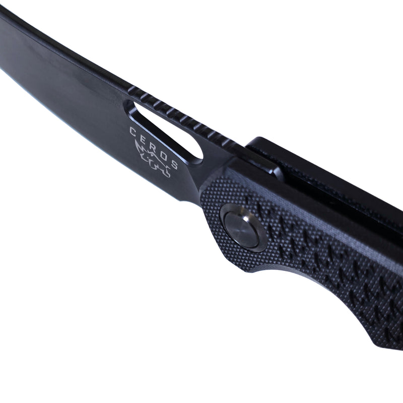 Load image into Gallery viewer, MUCITUP Ceros Blackout Edition – D2 DLC Rhino-Horn Blade | G10 Handle | Liner Lock EDC
