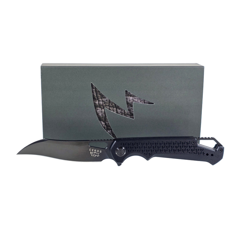 Load image into Gallery viewer, MUCITUP Ceros Blackout Edition – D2 DLC Rhino-Horn Blade | G10 Handle | Liner Lock EDC
