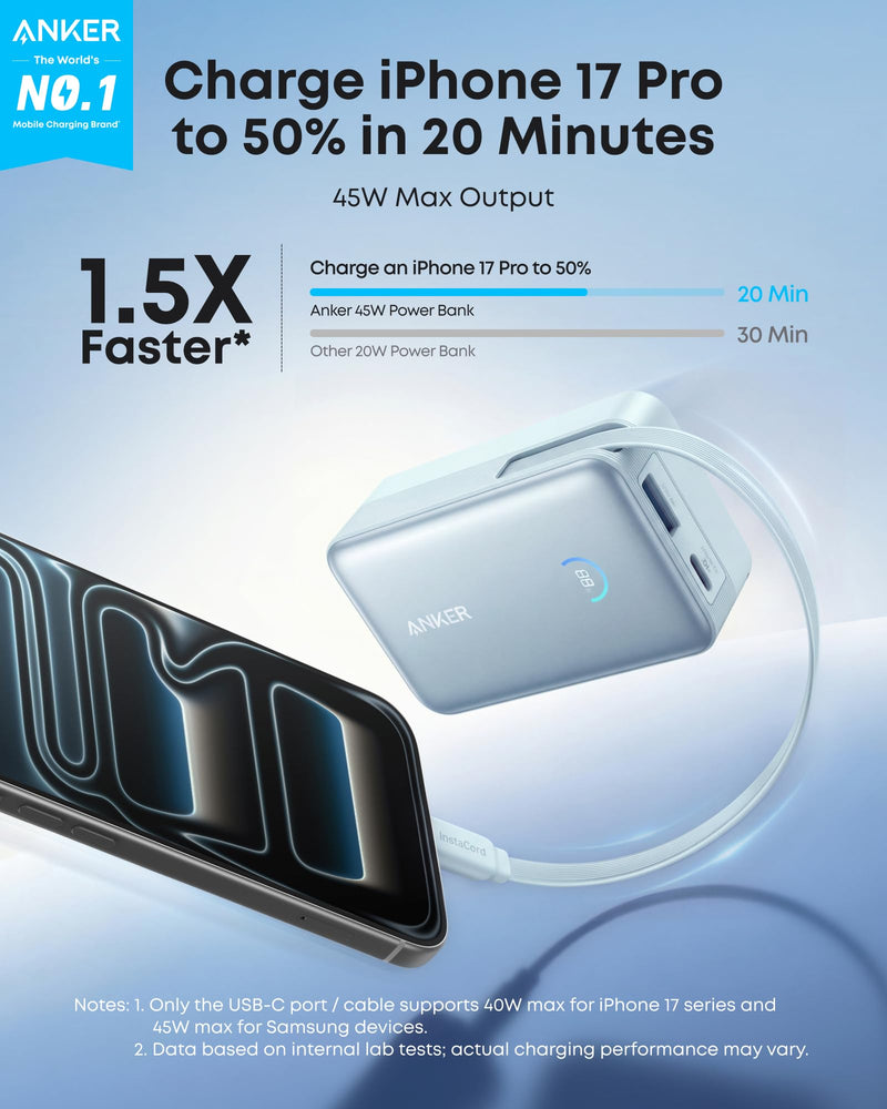 Load image into Gallery viewer, Anker Nano Power Bank (10K, 45W, Built-In Retractable USB-C Cable)
