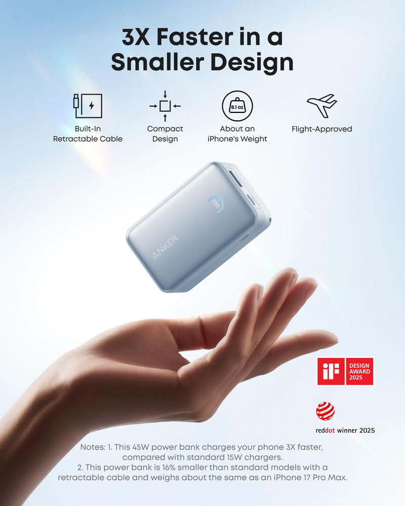 Load image into Gallery viewer, Anker Nano Power Bank (10K, 45W, Built-In Retractable USB-C Cable)
