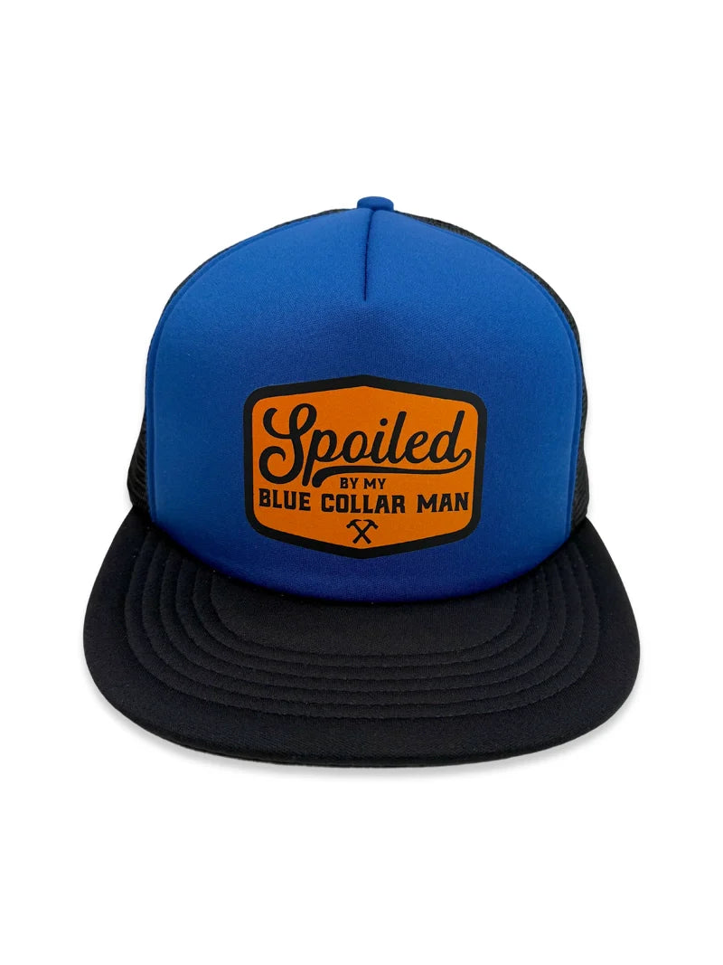 Load image into Gallery viewer, Spoiled by my Blue Collar Man Snapback Trucker
