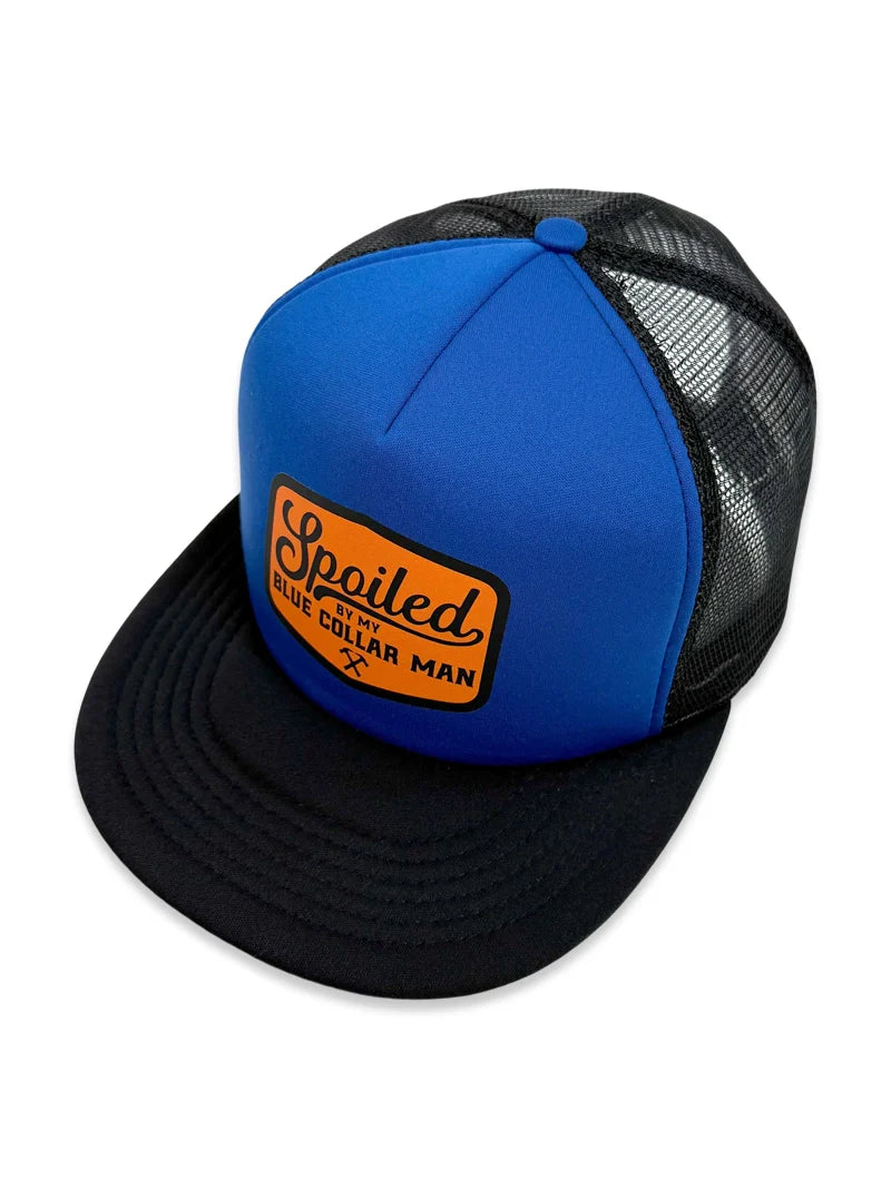 Load image into Gallery viewer, Spoiled by my Blue Collar Man Snapback Trucker
