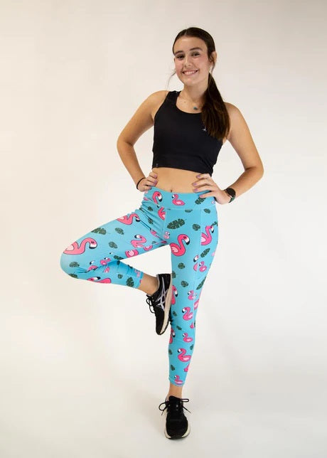 Load image into Gallery viewer, Women&#39;s Blue Flamingos Leggings XS S M L XL
