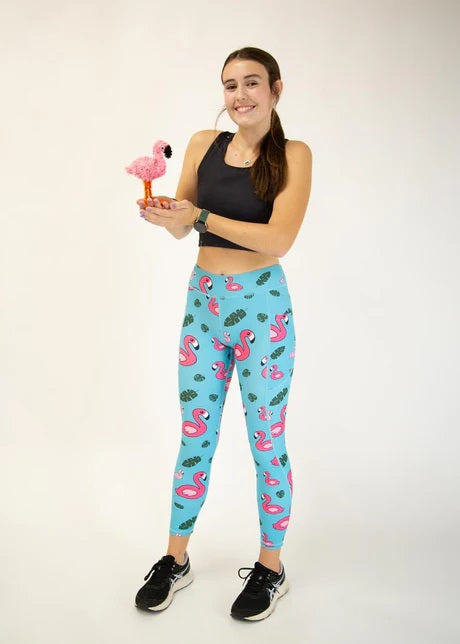 Load image into Gallery viewer, Women&#39;s Blue Flamingos Leggings XS S M L XL
