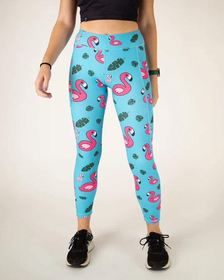 Load image into Gallery viewer, Women&#39;s Blue Flamingos Leggings XS S M L XL
