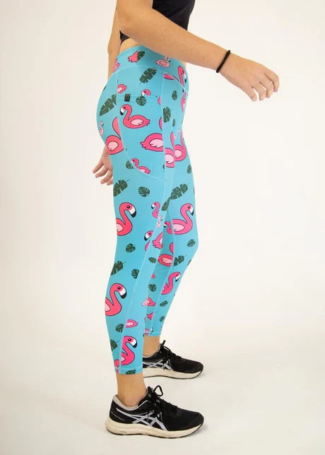 Load image into Gallery viewer, Women&#39;s Blue Flamingos Leggings XS S M L XL
