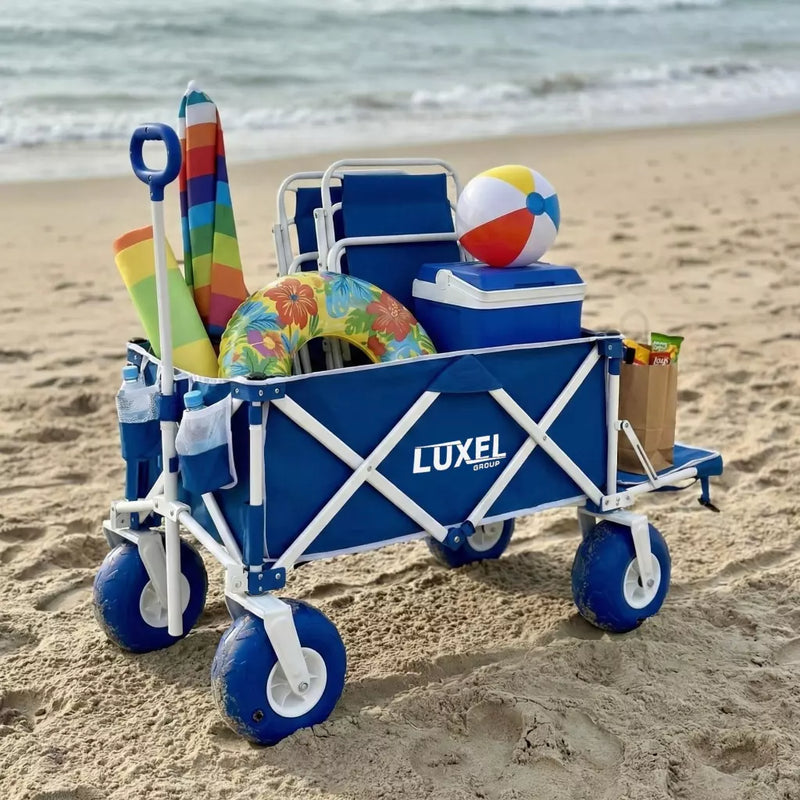 Load image into Gallery viewer, Beach Wagon Cart with Big Wheels – Foldable Utility Wagon Blue
