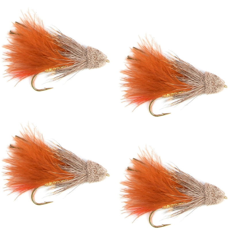 Load image into Gallery viewer, Brown Marabou Muddler Minnow Streamer Fly - 4 Flies Size 4
