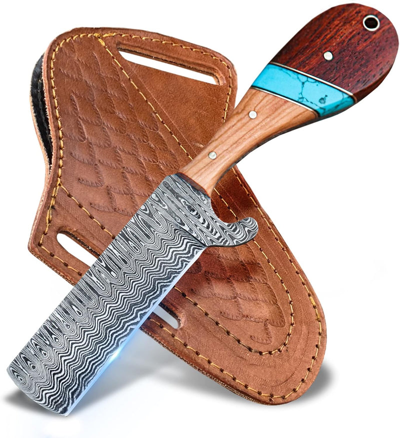 Load image into Gallery viewer, Custom Handmade Bull Cutters with Damascus Steel Blade – Ranch &amp; Leatherwork Essential
