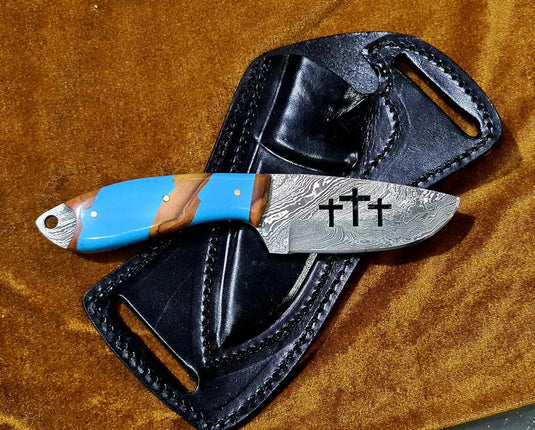 Custom Handmade Bull Sheath Leather Knife with 4.5