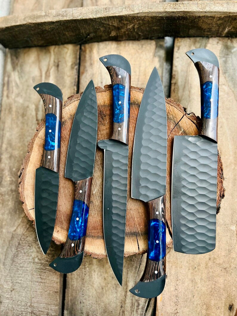 Load image into Gallery viewer, Handmade Damascus Steel Chef Knife Set – Perfect Wedding &amp; Valentine’s Day Gift
