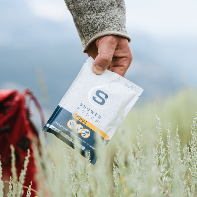 Load image into Gallery viewer, Adventure Sampler Kit: 4 Shower Pouches, 1 Hand Sanitizer (80%), and 1 Deodorant
