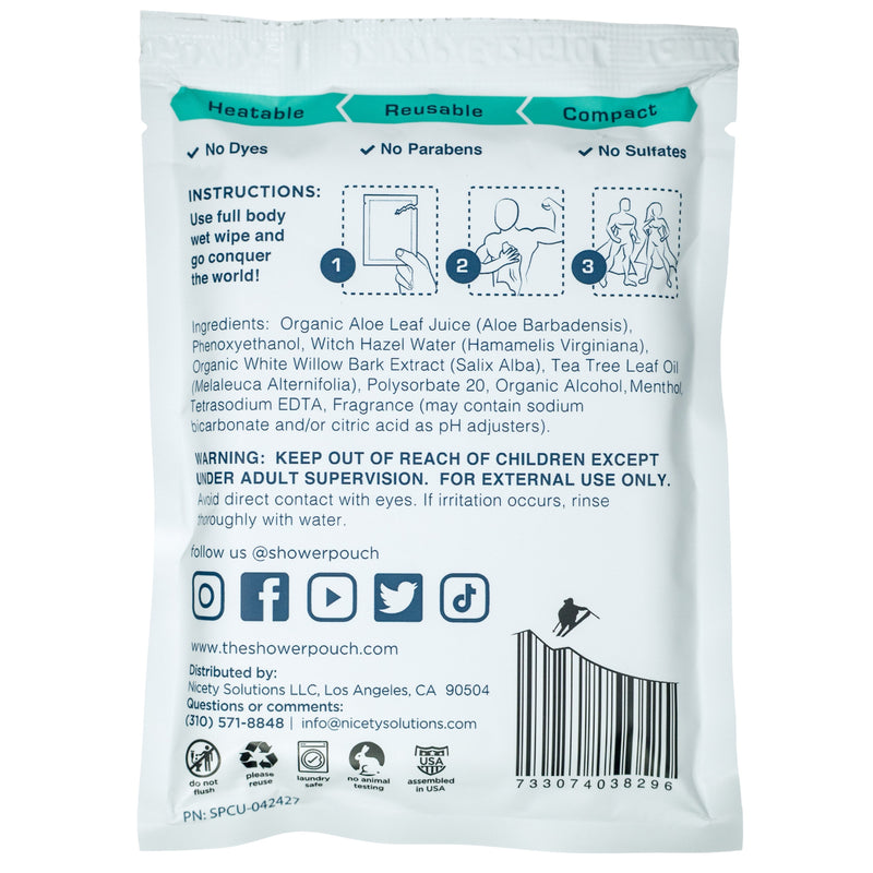 Load image into Gallery viewer, 20-pack Shower Pouch XL (2&#39; x 1&#39;) Body Wipes
