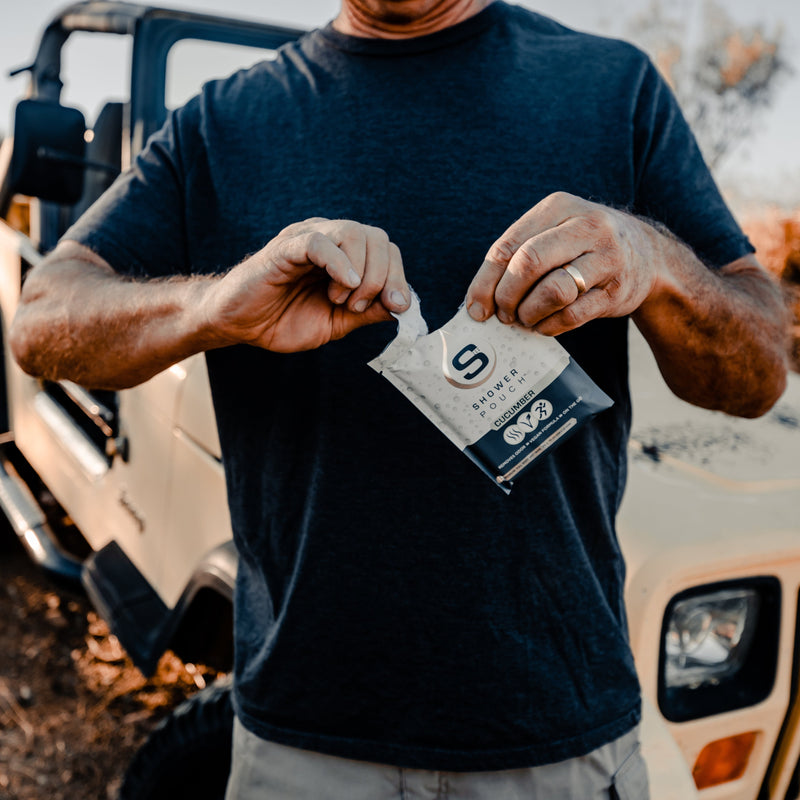 Load image into Gallery viewer, 10-pack Shower Pouch XL (2&#39; x 1&#39;) Body Wipes
