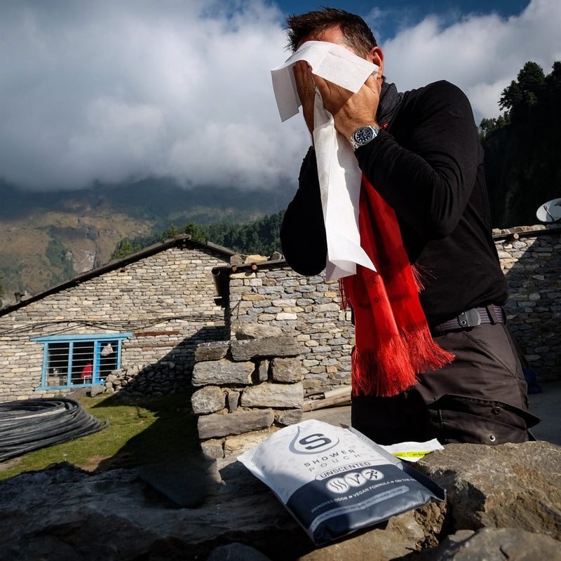 Load image into Gallery viewer, Adventure Sampler Kit: 4 Shower Pouches, 1 Hand Sanitizer (80%), and 1 Deodorant
