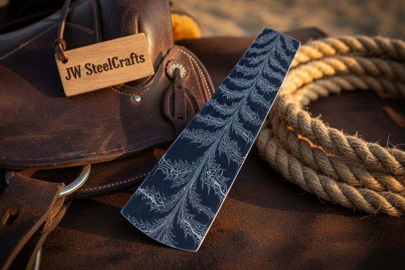 Load image into Gallery viewer, Frostleaf Damascus Billet 14" Handmade Feather Leaf Pattern
