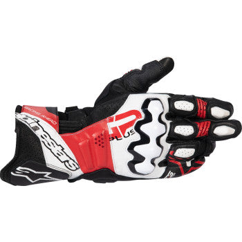 ALPINESTARS GP Plus R V3 Leather Gloves - Black/White/Bright Red - 2XL 3550825-1304-2X