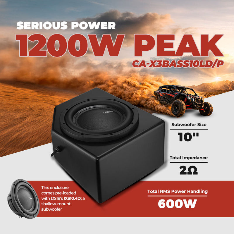 Load image into Gallery viewer, Can-Am 10” Under-Seat Subwoofer Enclosure for 2-Door &amp; 4-Door Maverick X3 (2017-Up) - Front Passenger Side
