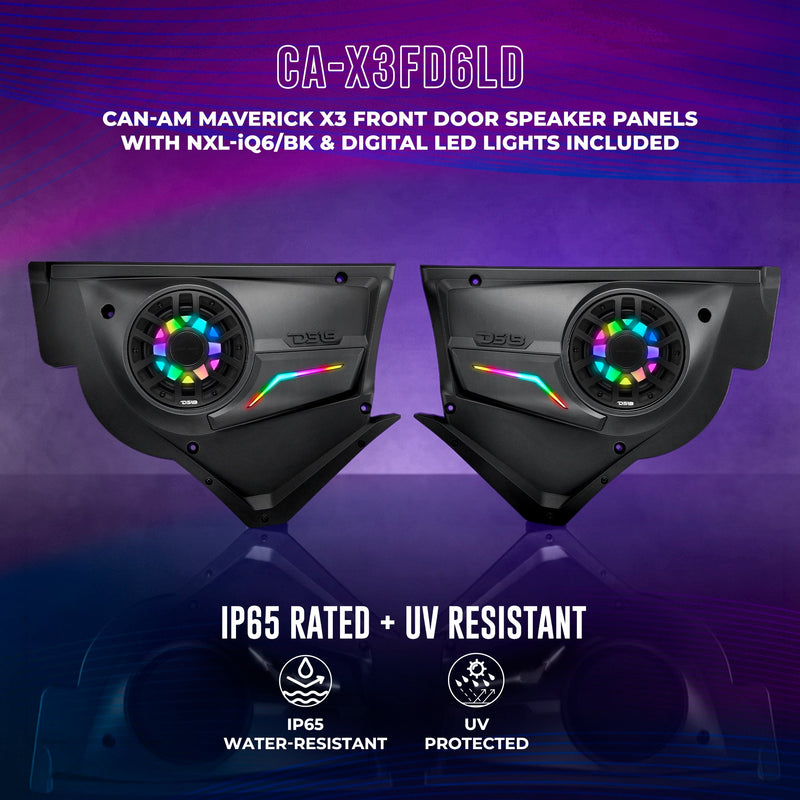 Load image into Gallery viewer, Can-Am Maverick X3 Door Speaker Panels Loaded with NXL-IQ 6.5" 2-Way Coaxial Marine Speakers and Digital LED Badge

