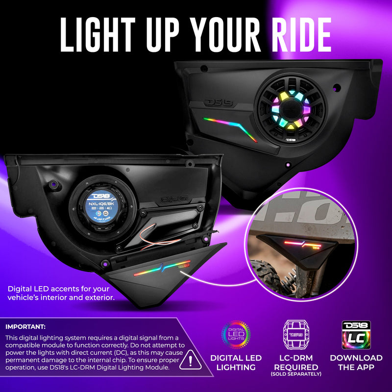 Load image into Gallery viewer, Can-Am Maverick X3 Door Speaker Panels Loaded with NXL-IQ 6.5" 2-Way Coaxial Marine Speakers and Digital LED Badge
