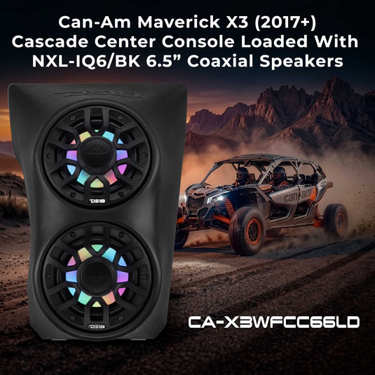 Can-Am Maverick X3 (2017-Up) Waterfall Center Console Speaker Pod Loaded with NXL-IQ 6.5" 2-Way Coaxial Marine Speakers and Digital LED Lights