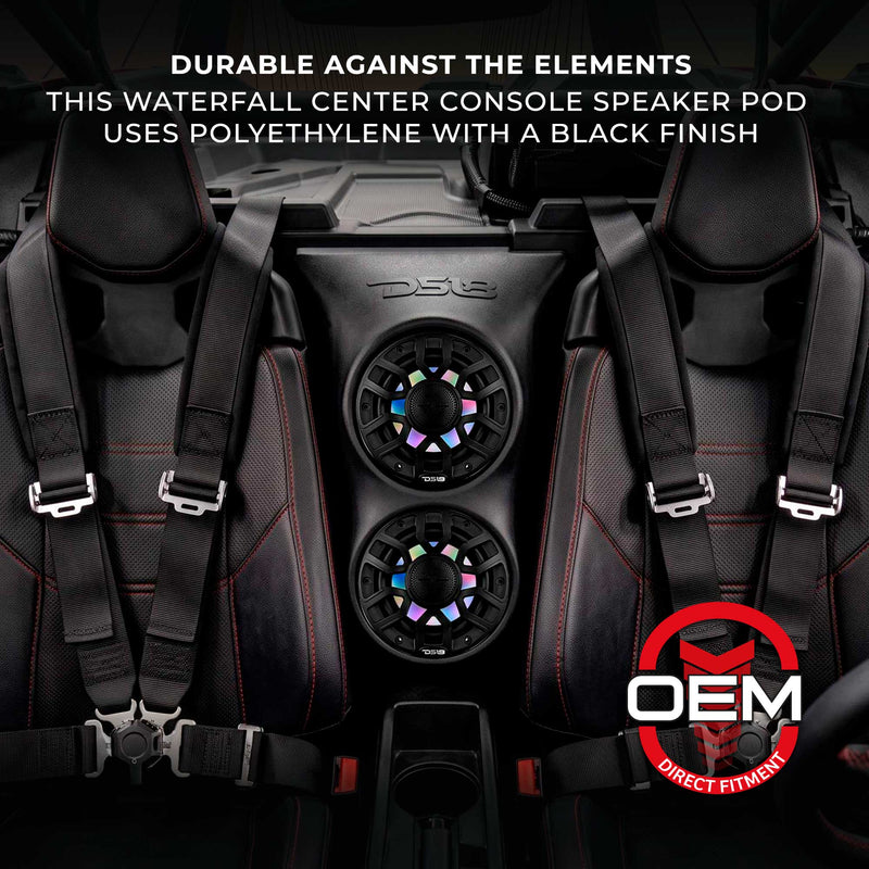 Load image into Gallery viewer, Can-Am Maverick X3 (2017-Up) Waterfall Center Console Speaker Pod Loaded with NXL-IQ 6.5" 2-Way Coaxial Marine Speakers and Digital LED Lights
