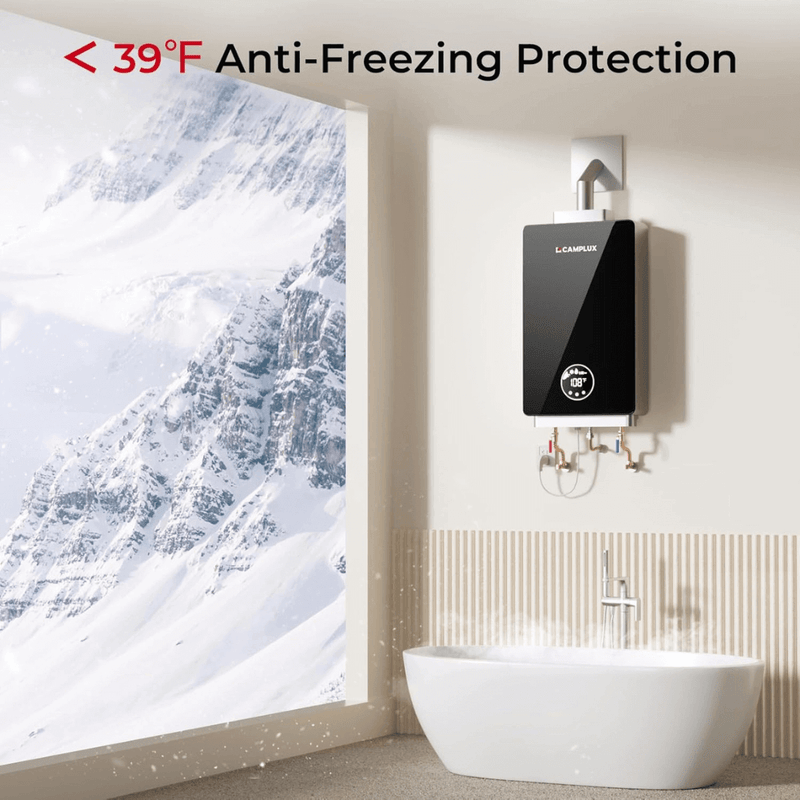 Load image into Gallery viewer, Camplux Instant Indoor Tankless Gas Water Heater 3.18 GPM | Black
