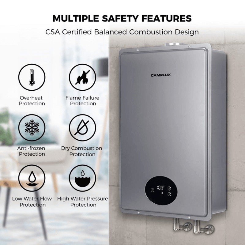 Load image into Gallery viewer, Camplux Instant Indoor Tankless Gas Water Heater 5.28 GPM | Gray
