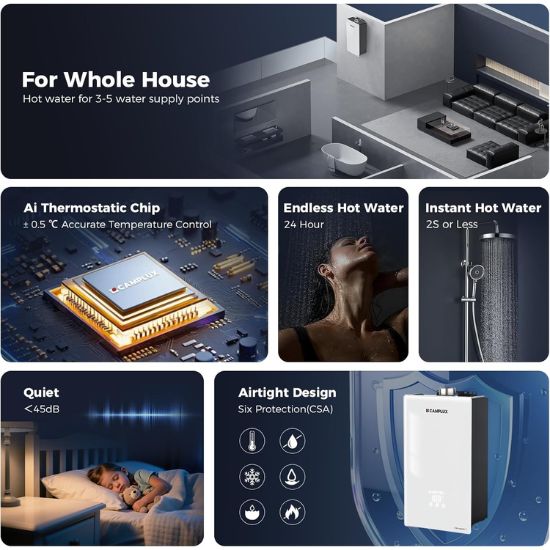 Load image into Gallery viewer, Camplux Climatech-7 Indoor Tankless Gas Water Heater 5.28 GPM | White
