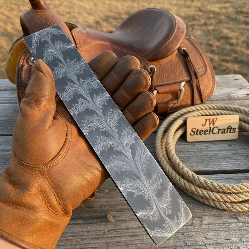 Load image into Gallery viewer, Frostleaf Damascus Billet 14" Handmade Feather Leaf Pattern

