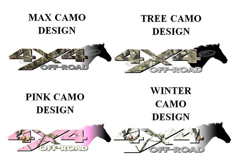 Load image into Gallery viewer, 4x4 Off Road CAMOUFLAGE Horse Head Decal Sticker (x2) [PICK 1 PATTERN]
