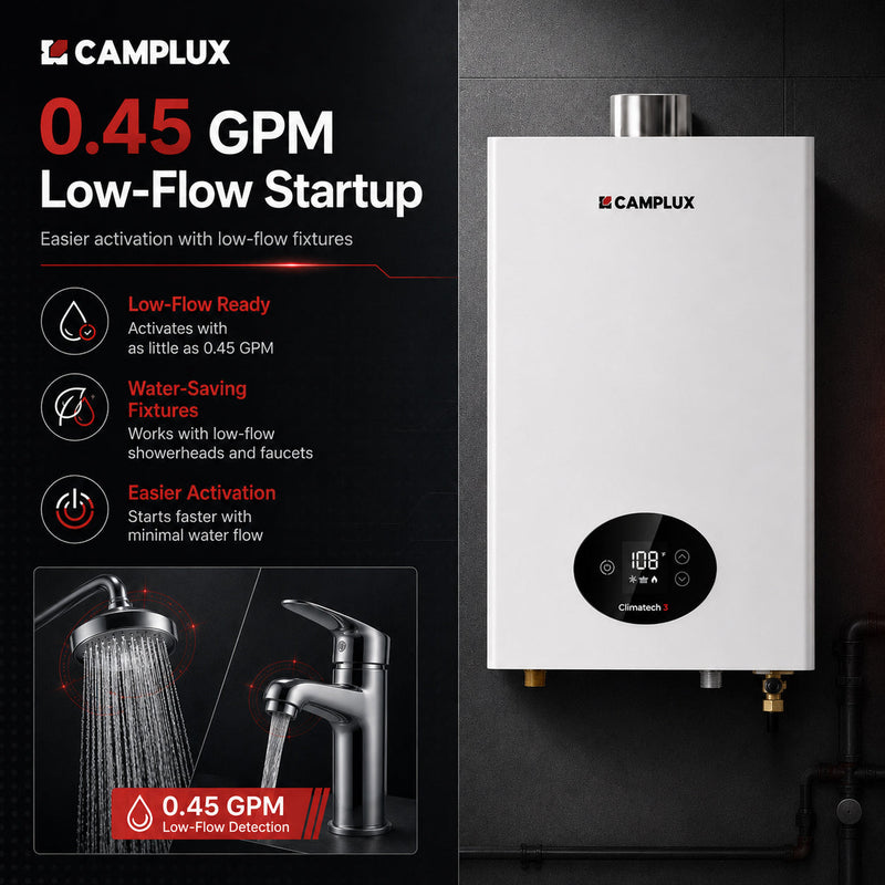 Load image into Gallery viewer, CAMPLUX CX264 Indoor Tankless Water Heater | 3.18 GPM 80,000 BTU CSA Certified
