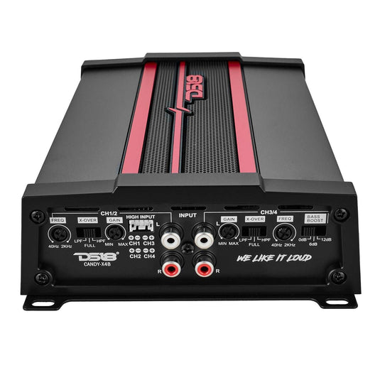 DS18 CANDY-X4B Compact Full-Range Class D 4-Channel Car Amplifier 1600 Watts - Skoutley Outdoors LLC