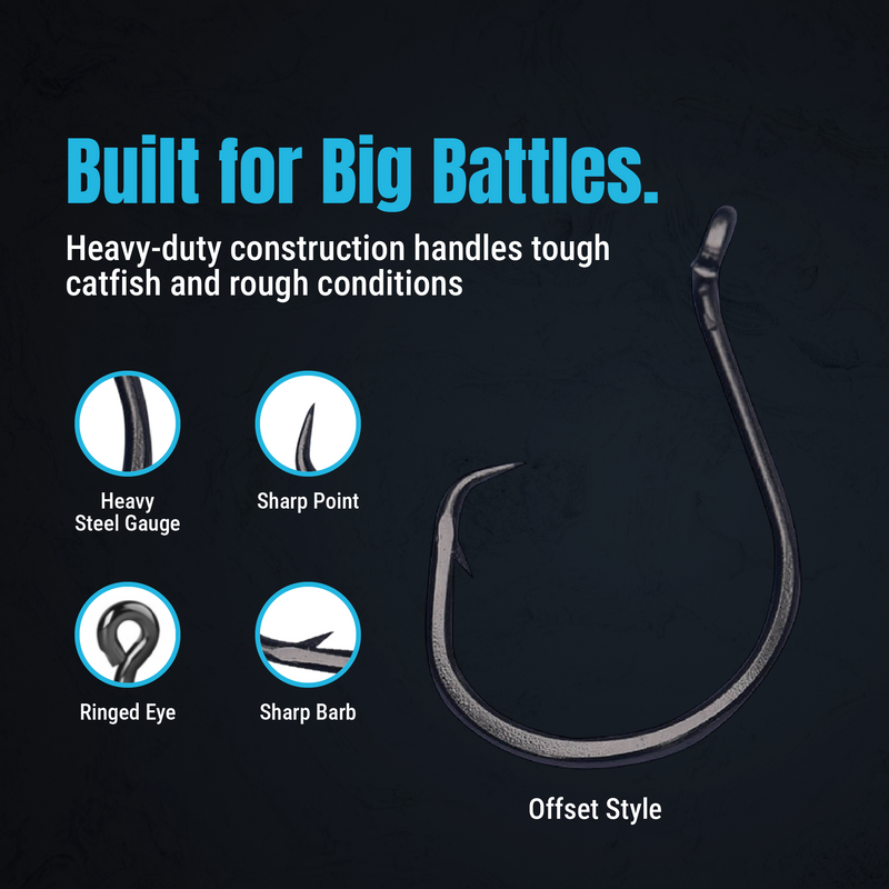 Load image into Gallery viewer, Reaction Tackle Heavyweight Catfish Circle Hooks - Offset Octopus Hooks (25 Pack) - New
