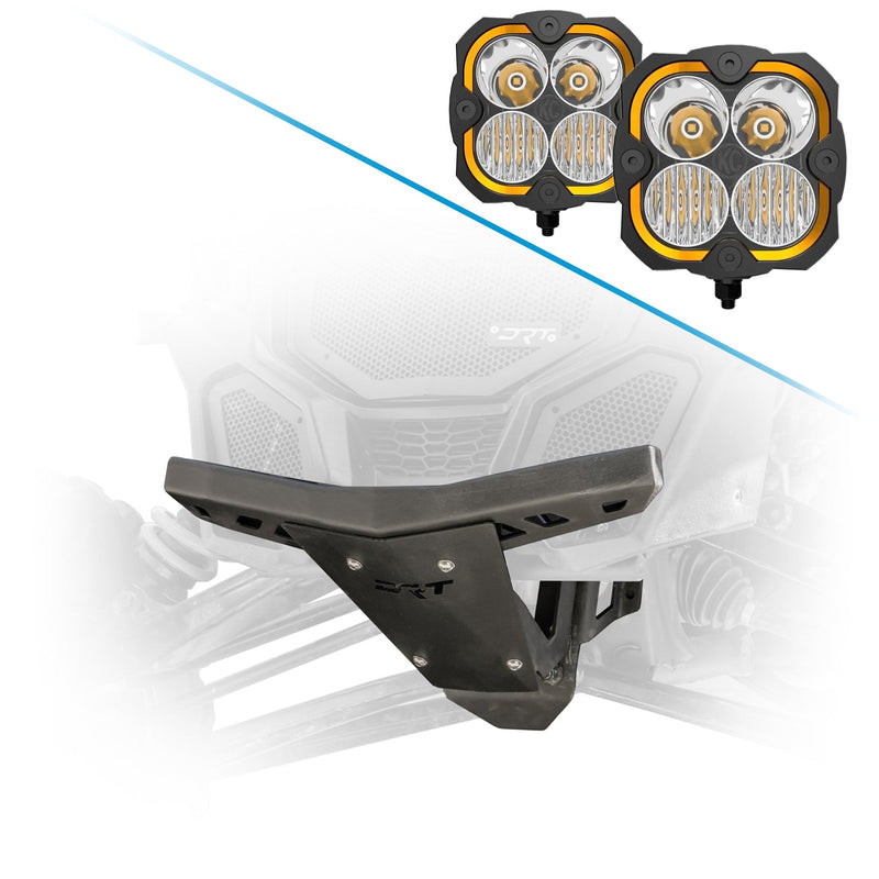 Load image into Gallery viewer, Off-road ready front bumper and bulkhead by DRT for 2017+ Can-Am X3 models and KCH-289 KC HiLites Flex ERA 4 LED Lights Combo 5 inch

