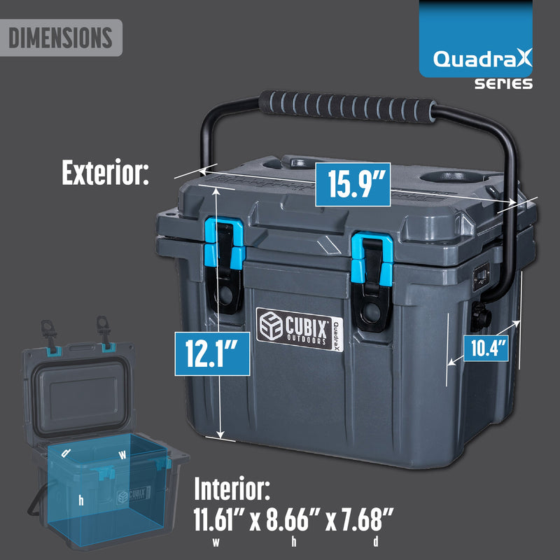 Load image into Gallery viewer, QuadraX 10QT Personal Cooler – Rotomolded Hard Cooler with 72-Hr Ice Retention &amp; Lifetime Warranty
