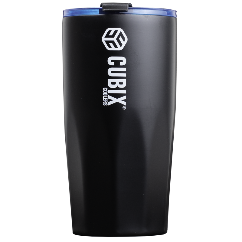 Load image into Gallery viewer, Cubix Outdoors 20oz Steel Insulated Tumbler with Dual-Function Lid-Black w/ Blue Lid
