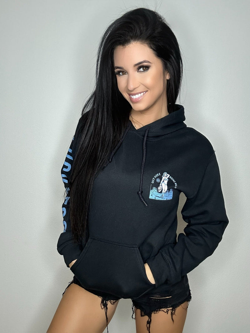 Load image into Gallery viewer, Out Here Being Wild Hoodie Dew Blue
