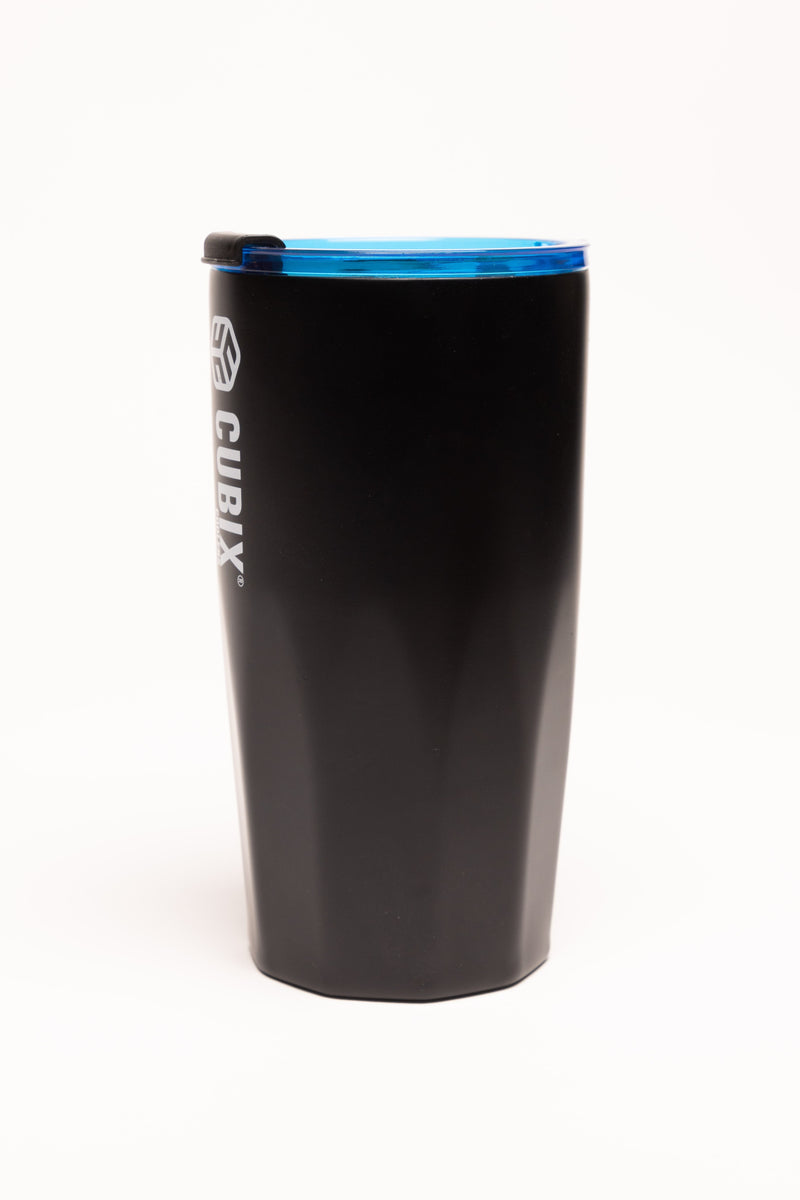 Load image into Gallery viewer, Cubix Outdoors 20oz Steel Insulated Tumbler with Dual-Function Lid-Charcoal w/ Blue Lid
