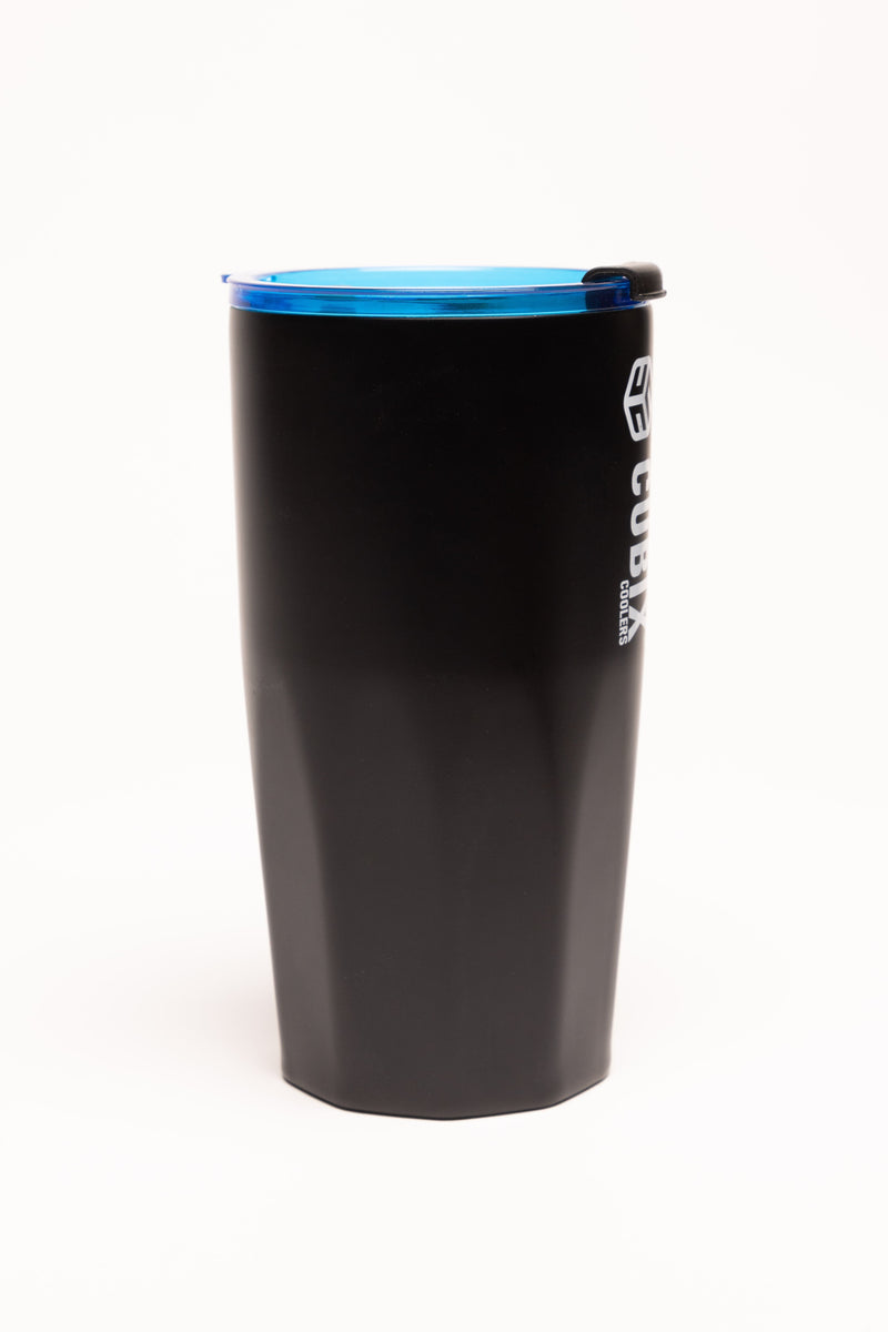 Load image into Gallery viewer, Cubix Outdoors 20oz Steel Insulated Tumbler with Dual-Function Lid-Charcoal w/ Blue Lid
