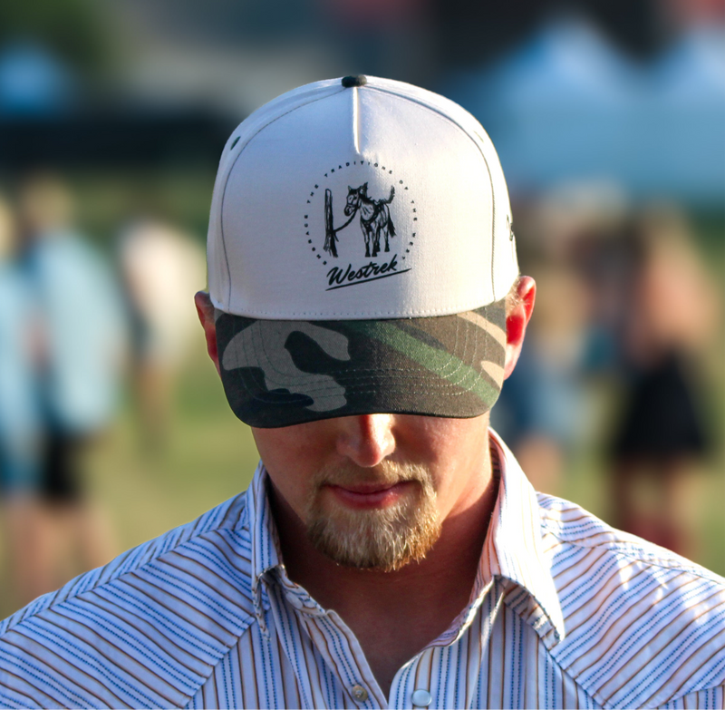 Load image into Gallery viewer, Camo “Buster” 5-Panel Hat – Sale Barn Style | Western Hunting Hat | Westrek

